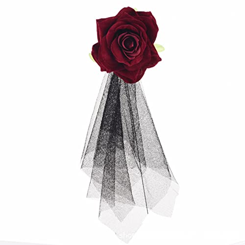 Rose Haarspange Große Blume Haarnadel Floral Brosche Pin Gothic Kopfschmuck Haarschmuck für Frauen Rose Brosche Pin Haarspange für Frauen Mode Groß für Cotume Kleid Gothic Haar Abschlussball von Awydky