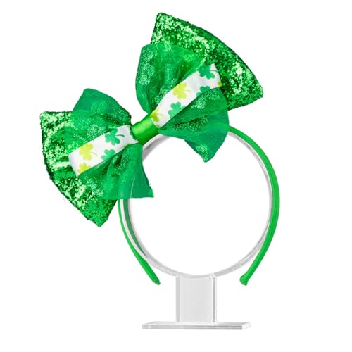 StPatrick Festival Feier Stirnband Party Pailletten Grün Schleife Haarreifen Kleeblatt Stirnbänder Irisches Haar Zubehör Irisches Festival Bowknot Haarband von Awydky