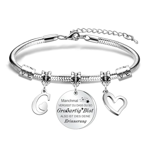 Inspirational Armband Initial C Frauen Mädchen Armband für Mädchen Freunde Schwestern Töchter als Geburtstag Weihnachten Graduierung Memoriable Geschenke (C) von Awyuan