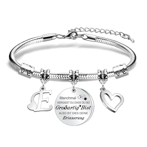 Inspirational Armband Initial E Frauen Mädchen Armband für Mädchen Freunde Schwestern Töchter als Geburtstag Weihnachten Graduierung Memoriable Geschenke (E) von Awyuan