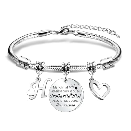 Inspirational Armband Initial H Frauen Mädchen Armband für Mädchen Freunde Schwestern Töchter als Geburtstag Weihnachten Graduierung Memoriable Geschenke (H) von Awyuan