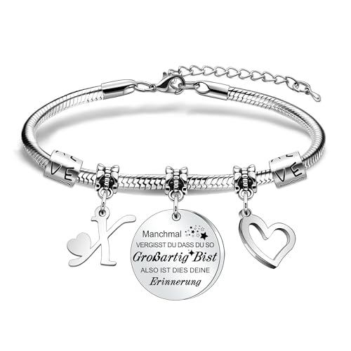 Inspirational Armband Initial X Frauen Mädchen Armband für Mädchen Freunde Schwestern Töchter als Geburtstag Weihnachten Graduierung Memoriable Geschenke (X) von Awyuan