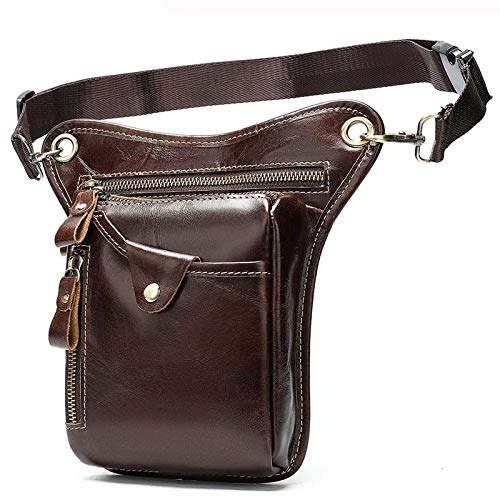 AxBALL Herren Gürtel/Bein-Beutel-echten Leder-Motorrad-Bein-Tropfen-Beutel-Mann Taille Taschen männlich Fanny-Satz-Schenkel-Tasche Geld Gürteltasche von AxBALL