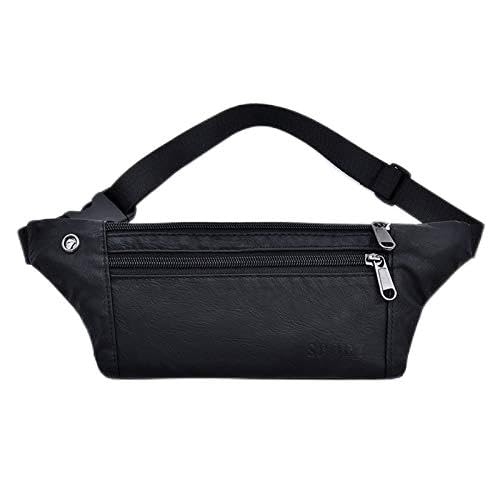 AxBALL Lässige PU-Leder-Taillen-Beutel-Mann Geld Telefon Fanny-Satz Vintage Schwarze Gürtel Tasche Kleine Reisen Hip Gürteltasche nach Männlich (Color : Black) von AxBALL