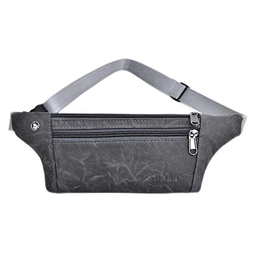 AxBALL Lässige PU-Leder-Taillen-Beutel-Mann Geld Telefon Fanny-Satz Vintage Schwarze Gürtel Tasche Kleine Reisen Hip Gürteltasche nach Männlich (Color : Grey) von AxBALL