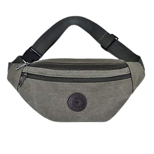 AxBALL Männer Big Fanny-Pack Canvas Hüfttasche Multifunktions-Outdoor Brusttasche Frauen-Schwarz-Bum Reisetasche mit DREI Taschen (Color : ArmyGreen) von AxBALL