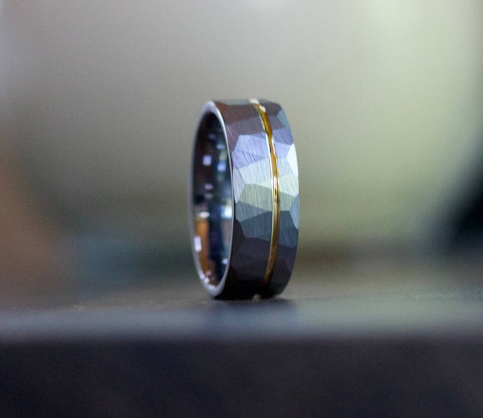 Hammer Rosegold Grau Wolfram Ehering Band 8 6 Mm Silber Ring Herren Damenring Hartmetall Jubiläum von AxMen