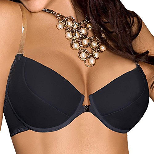 Axami Bra V-5780 Damen BH Damen - BH Push up Damen-BHS - BH Durchsichtig Damen Herausnehmbare Einlegesohlen Push up BH Schwarz 65C von Axami