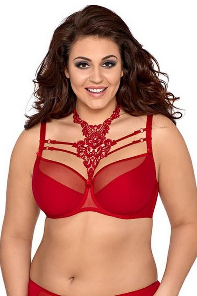 Axami Bügel-BH Spitze-BH in rot für Übergrößen große Cups Bügel Push-Up (einzeln, 1-tlg) von Axami