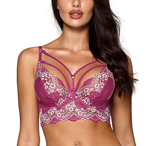 Axami Dame BH Halbkorsett Soft Cups Geblümt Streifchen Bügel Sinnlich V-9741, Pink,L von Axami