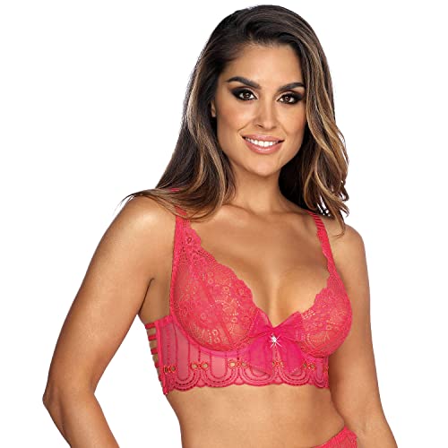 Axami Dame Halbkorsett Spitze Sterifen Sexy Träger Schleife V-9551, Pink,75C von Axami