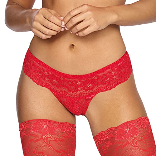 Axami Dame Slip Unterhose Spitze Geblümt Unterwäsche V-9535, Rot,L von Axami