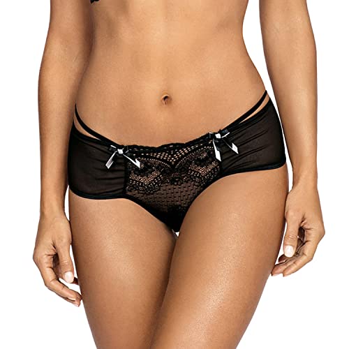 Axami Dame Slip Unterhose Spitze Schleifen Stgrefien Offener Schritt V-9483, Schwarz,L von Axami