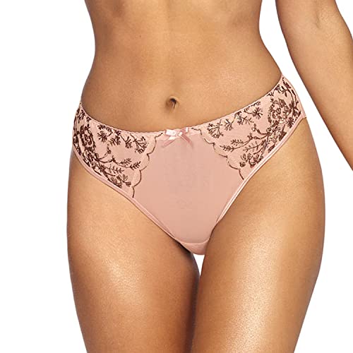 Axami Dame Slip Unterohose Netz Schleife Stickerei Unterwäsche V-9513, Rosa,M von Axami