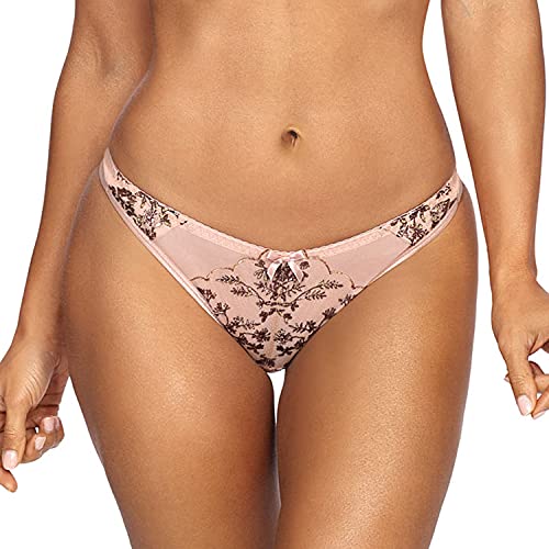 Axami Dame String Unterohose Netz Schleife Stickerei Unterwäsche Geblümt V-9518, Rosa,M von Axami