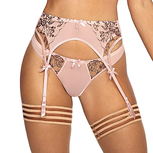 Axami Dame String Unterohose Netz Schleife Stickerei Unterwäsche Geblümt V-9528, Pink,L von Axami