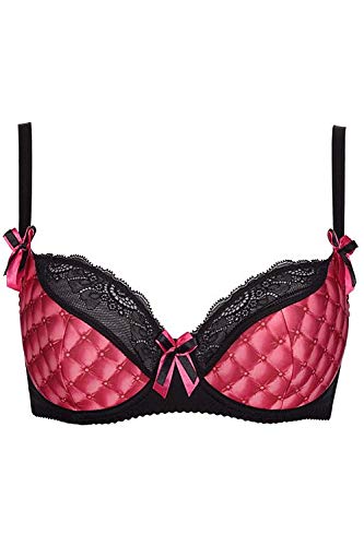 Axami Damen-Dessous, zweifarbig, halb gepolstert, Bügel-BH, V-8461 (Brust 82-44, Cups A-I) Gr. 95D , schwarz / pink von Axami