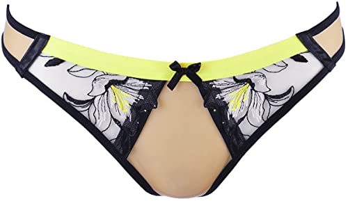 Axami String mit Blumen Stickmustern in Neongelb S von Axami