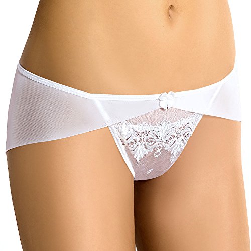 Axami V-5173 Primrose Slips Damen Unterhosen Dessous Spitze Gemustert Beste Verarbeitung Setteil EU, Weiß,XL von Axami