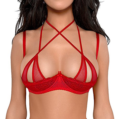 Axami V-6741 Rush Hebe BH Dame Reizwäsche Spitze Neckholder Abnehmbar Setteil EU, Rot,80A von Axami