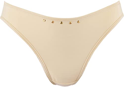 Axami klassischer String mit goldfarbenen Nieten in beige M von Axami