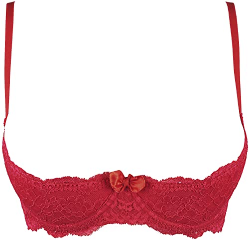 Axami roter Hebe BH mit Wellenförmigen Applikationen 70B von Axami