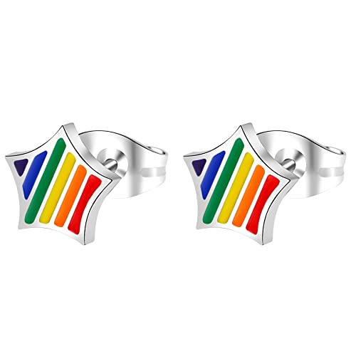 Axbuldo Regenbogen Homosexuell Ohrringe Magnet Edelstahl Ohrstecker LGBT Gay Pride Schmuck von Axbuldo