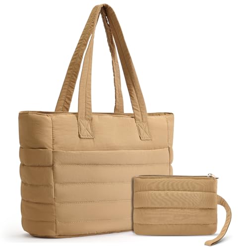 Axcone Handtasche Damen,Groß Wasserdichte Laptop Tote Bag,Shopper Tasche Damen,Herren Sporttasche & Reisetasche Mit Fachern Und Reiß Fur Reisen,Fitness(Khaki) von Axcone