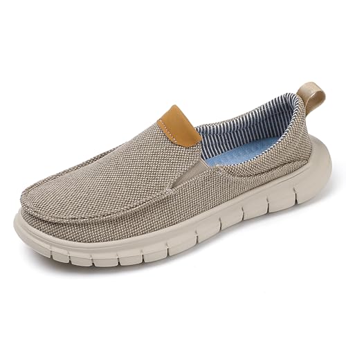 Axcone Herren Schuhe Freizeitschuhe Mokassins Bootsschuhe Loafers Slip On Schuhe Sportschuhe Laufschuhe Turnschuhe Slippers Atmungsaktiv Mesh Walkingschuhe（2802-Beige43） von Axcone