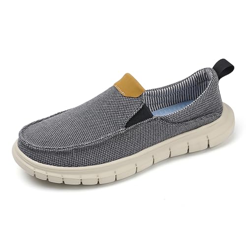 Axcone Herren Slip-On-Loafer Hautfreundliche rutschfeste Innensohlen Walking-Freizeitschuhe Retro-Mode Leichte und atmungsaktive Outdoor-Fitness-Joggingschuhe(2082-Gray41) von Axcone