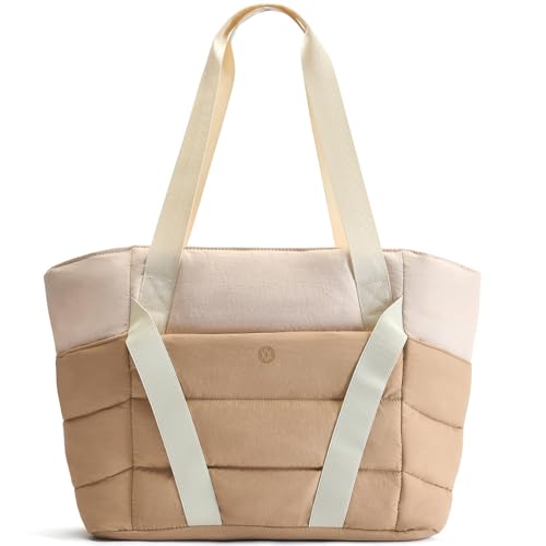 Axcone Tragetasche für Damen mit Reißverschluss,Gesteppte Tragetasche,Große Schultertasche Sporttasche mit Yogamatten-Gurten für Reisen und Sport(XQ03-KAKI) von Axcone