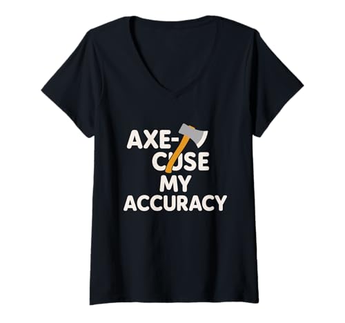 Damen Lustige Axt Werfen Meme Axe Me Anything Sharp Skills Humor T-Shirt mit V-Ausschnitt Damen Lustige Axt Werfen Meme Axe Me Anything Sharp Skills Humor T-Shirt mit V-Ausschnitt von Axe Throwing Club Gift Bar Competition Sip Happens