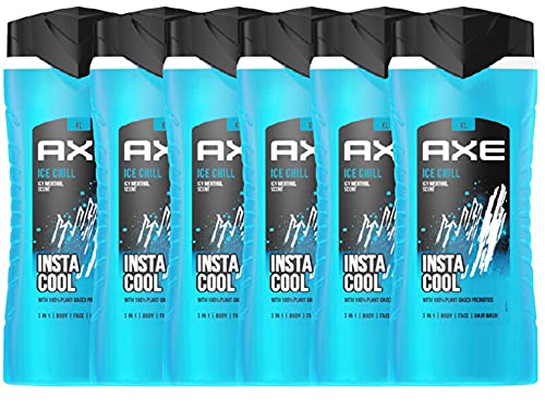 AXE 3in1 Duschgel & Shampoo Ice Chill XL Herren Men Showergel 6x 400ml Body Face Hair Wash Shower Gel dermatologisch getestet (im 6er Set) von Axe