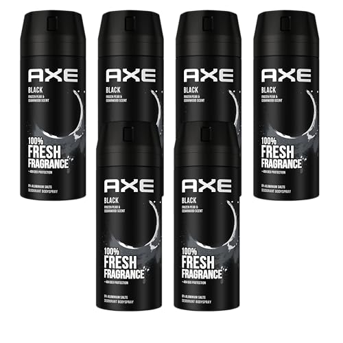 AXE Black Deo Deodorant Bodyspray im 6er Pack, Männerdeo ohne Aluminium, Herren Men Deospray (6x 150ml) von Axe