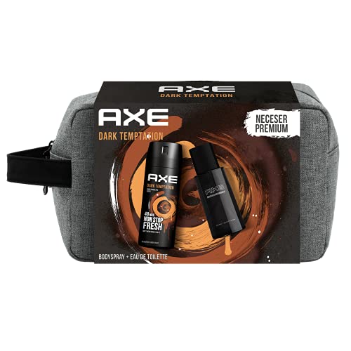 AXE Dark Temptation Kulturbeutel für Herren, mit Kulturbeutel, BodySpray, 150 ml + Eau de Toilette 100 ml von Axe