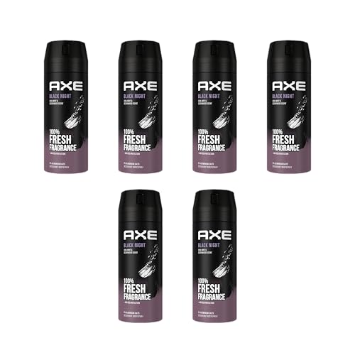 AXE Deo Deospray Bodyspray Black Night ohne Aluminiumsalze 6er Pack Männerdeo im Set Herren Men (6x 150ml) von Axe