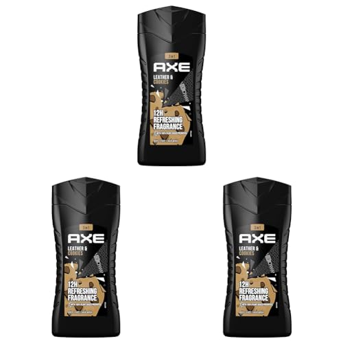 Axe 3-in-1 Duschgel & Shampoo Leather & Cookies Männer Duschgel für langanhaltende Frische dermatologisch getestet 250 ml (Packung mit 3) von Axe