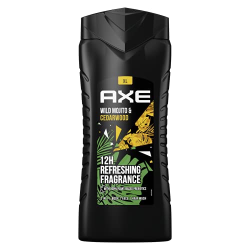 Axe 3-in-1 Duschgel & Shampoo Wild Mojito & Cedarwood XL Männer Duschgel XL für langanhaltende Frische und Duft dermatologisch getestet 400 ml Cedarwood,Minze von Axe