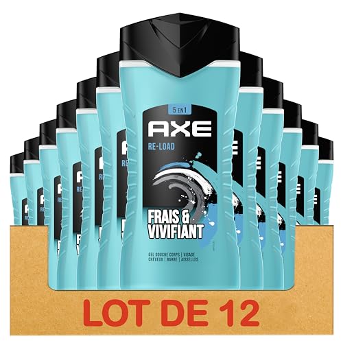 Axe 5-in-1 Duschgel für Herren, Re-Load, frischer und belebender Duft, 24 Stunden feuchtigkeitsspendend, 87% Inhaltsstoffe natürlichen Ursprungs – 12 x 250 ml von Axe