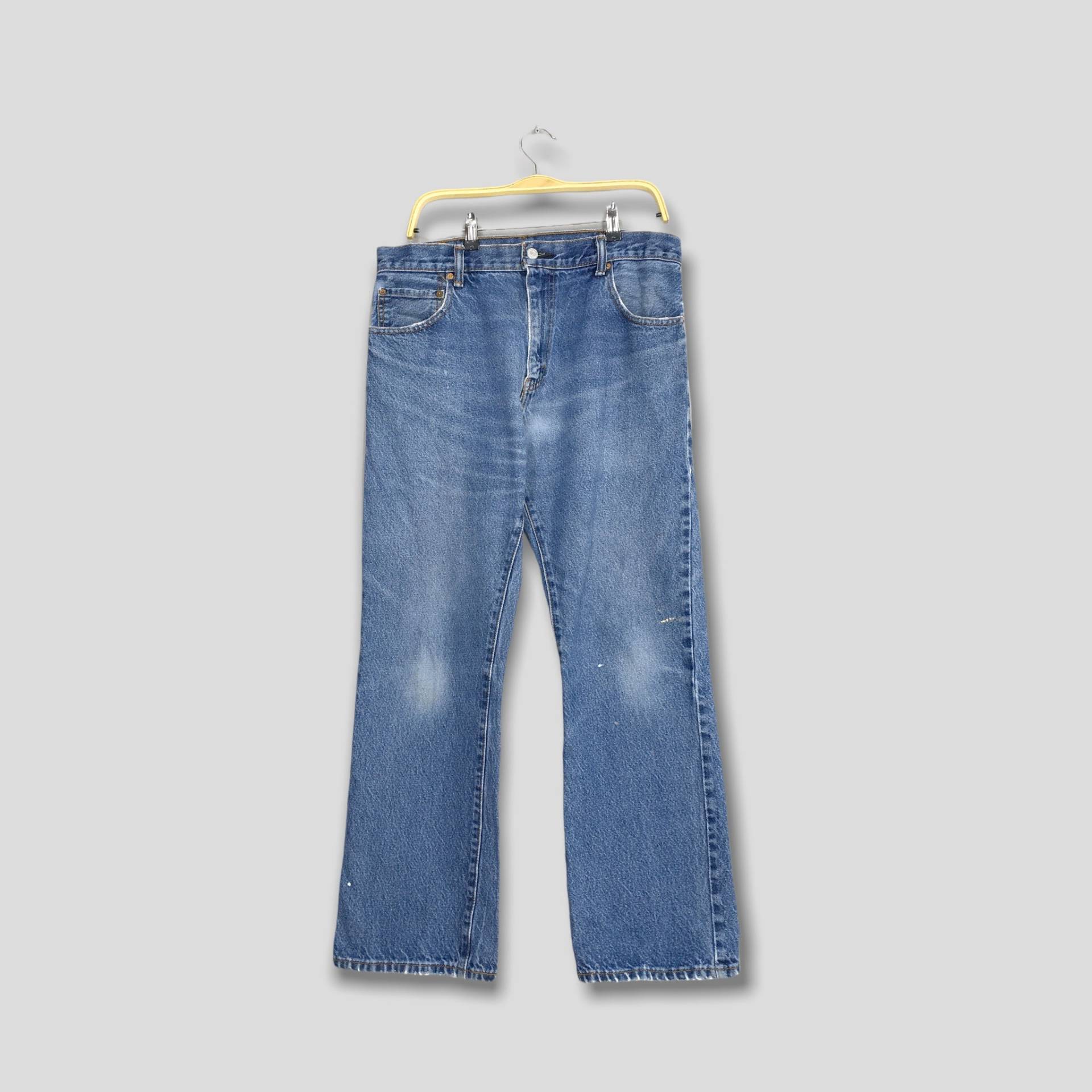 Größe 33x31 Vintage Levi's 517 Bootcut Jeans Faded Blue 1990Er Stonewash Denim Bell Bottom Flare W31 von AxeVin