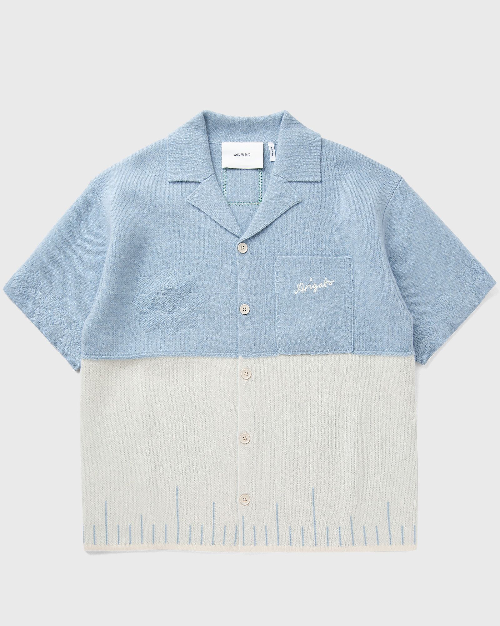 Axel Arigato Pier Textured Shirt men Shortsleeves blue|white in Größe:S von Axel Arigato