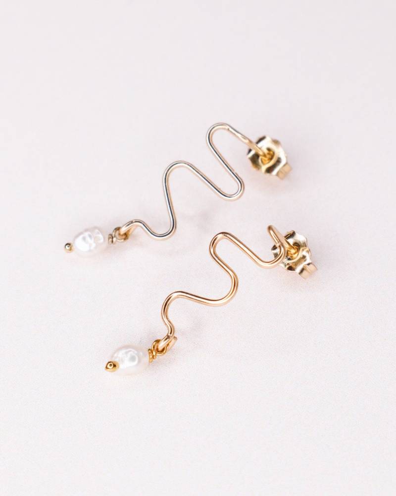 Delphes, Schlangenohrringe, Baumelnde Ohrringe, Gold, Silber, Wellenohrringe Aus Zuchtperlen, Feine Schmuck Als Weihnachtsgeschenk von AxelleJoly