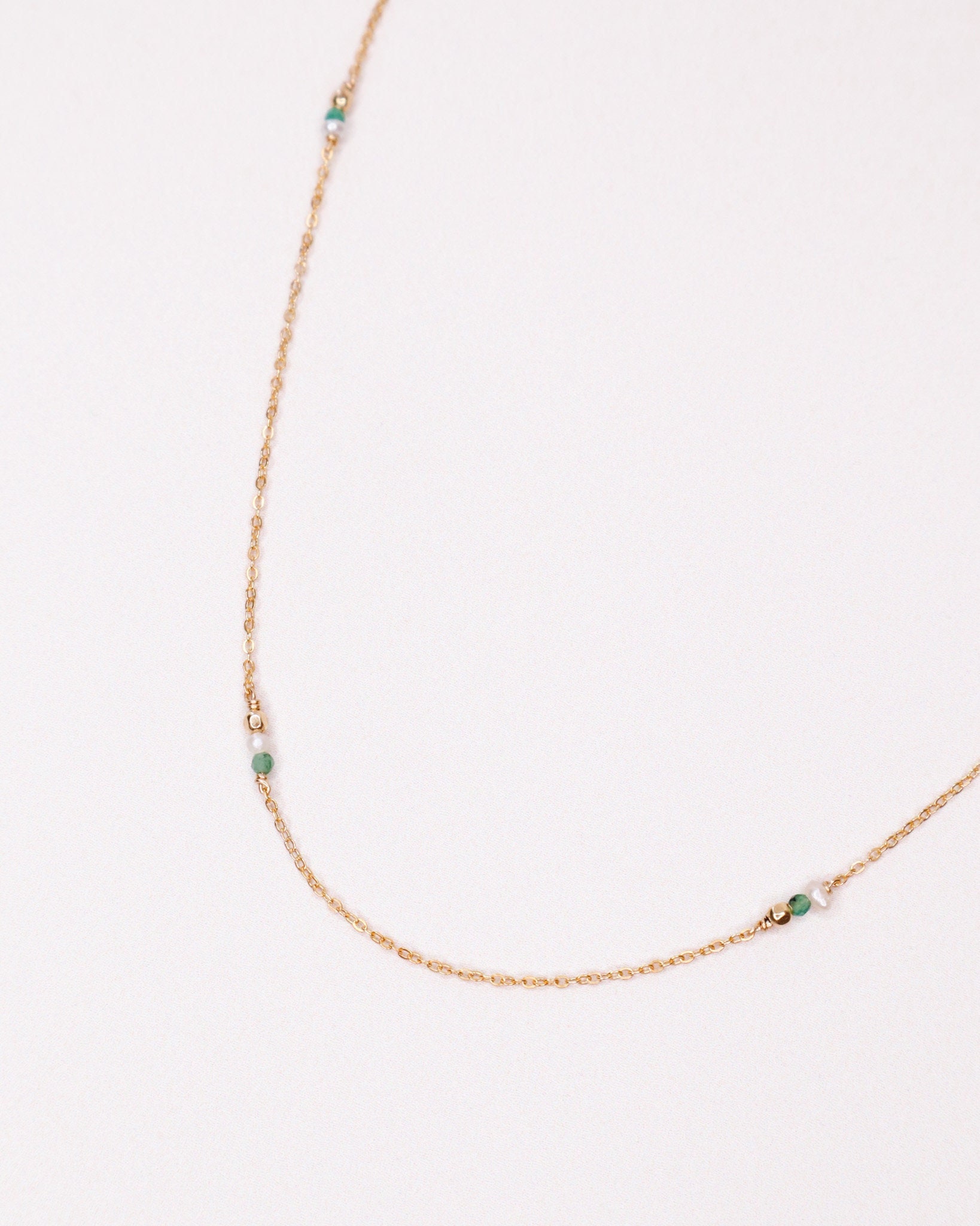 Grüne Alge, Halskette, Halskette Aus Edelsteinen, Feine Gold, Silber, Smaragd, Zuchtperlen, Schmuckstück Als Weihnachtsgeschenk von AxelleJoly