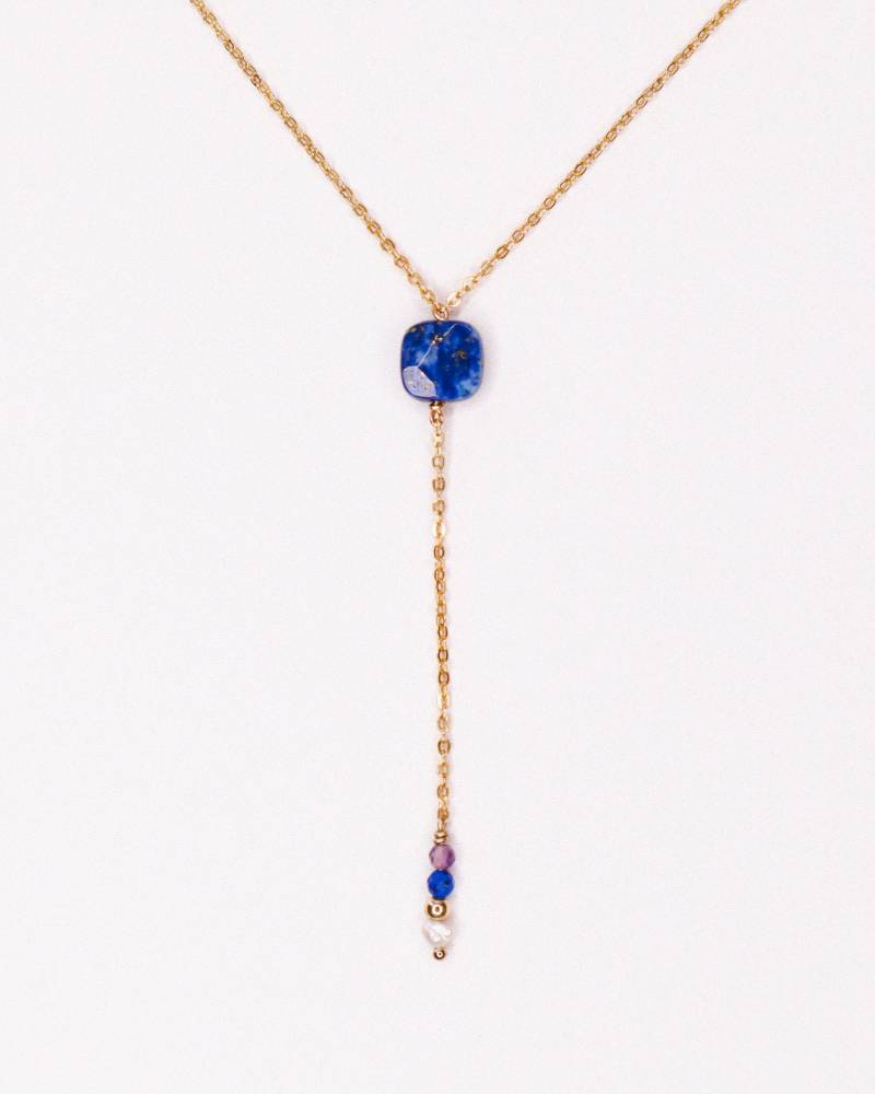 Iris, Halskette Mit Anhänger, Krawattenhalskette, Lange Halskette, Lapislazuli-Halskette, Blaue Weihnachtsgeschenkschmuck von AxelleJoly