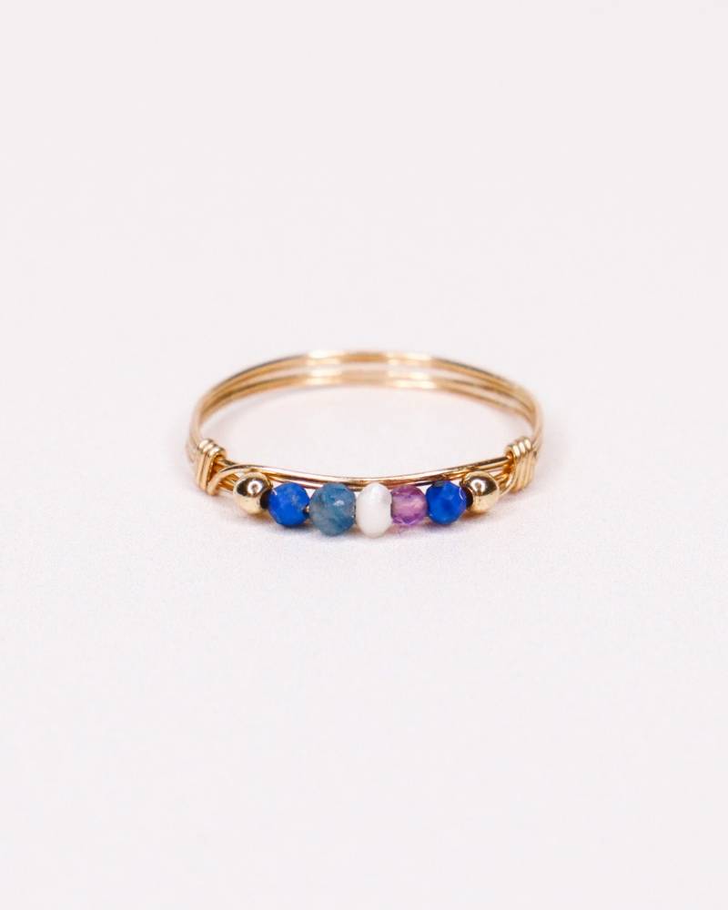 Medusa, Mehrreihiger Ring, Steinring, Blauer Dünner Mehrfarbiger Ringring, Gold, Silber, Weihnachtsgeschenkschmuck von AxelleJoly