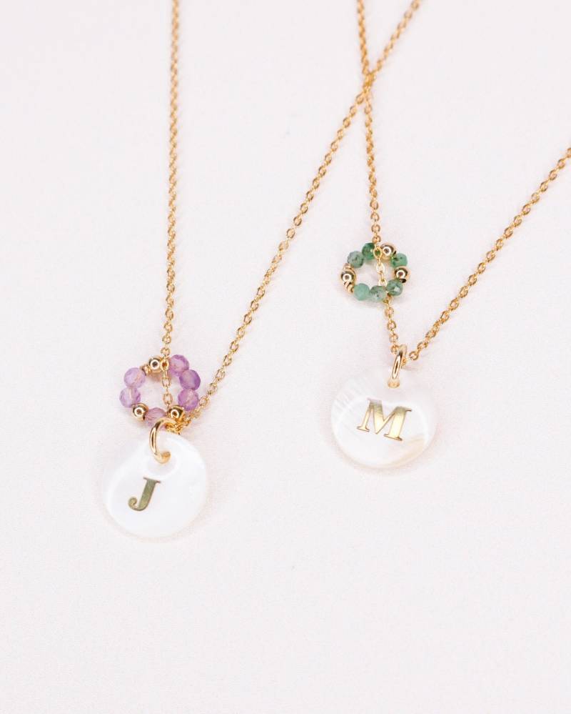 Pangaea, Personalisierte Buchstabenkette, Geburtssteinkette, Edelsteinkette, Halskette, Weihnachtsgeschenkschmuck von AxelleJoly