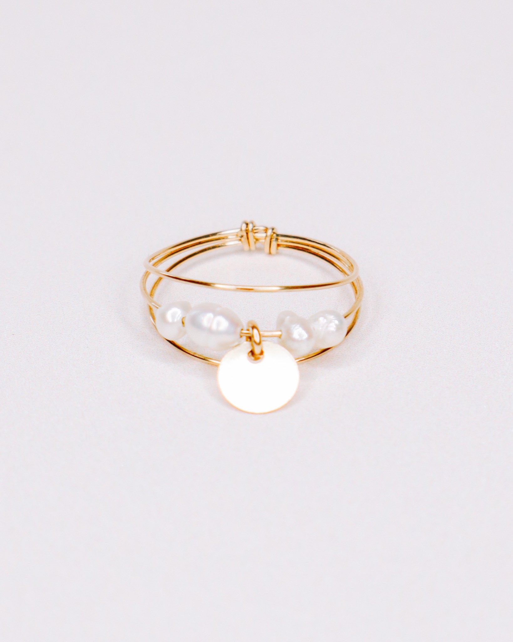 Rosa, Mehrreihiger Ring, Paillettenring, Charm-Ring, Dünner Anhänger, Gold, Silber, Zuchtperle, Weihnachtsgeschenkschmuck von AxelleJoly