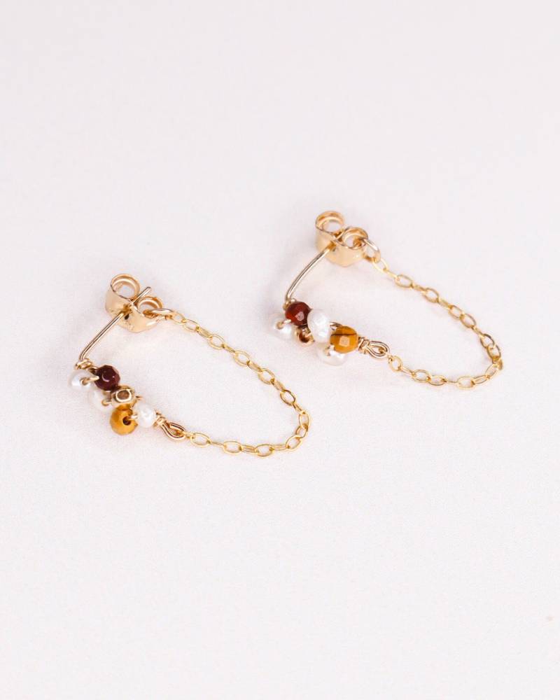 Rote Ravia, Kettenohrringe, Ohrschmuck, Steinohrringe, Geschenkidee, Weihnachtsgeschenk von AxelleJoly