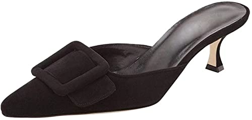 Axellion Pantoletten für Damen, schwarze Kätzchen, geschlossene Zehenabsatz, für Frauen, spitzer Zehenbereich, Pantoletten mit Absätzen, Schwarz: 5,5 cm, 42.5 EU von Axellion