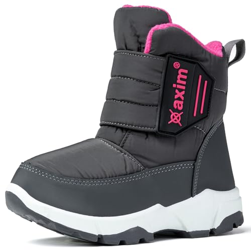 Axim Mädchen Schneestiefel | gefütterte Winterboots | wärme Winterschuhe mit Reißverschluss | rutschfest Stiefel | Snowboot/Winterstiefel (Grau, EU Schuhgrößensystem, Kleinkind, Numerisch, M, 22) von Axim